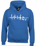 Hoodie with Heartbeat and Music Notes print